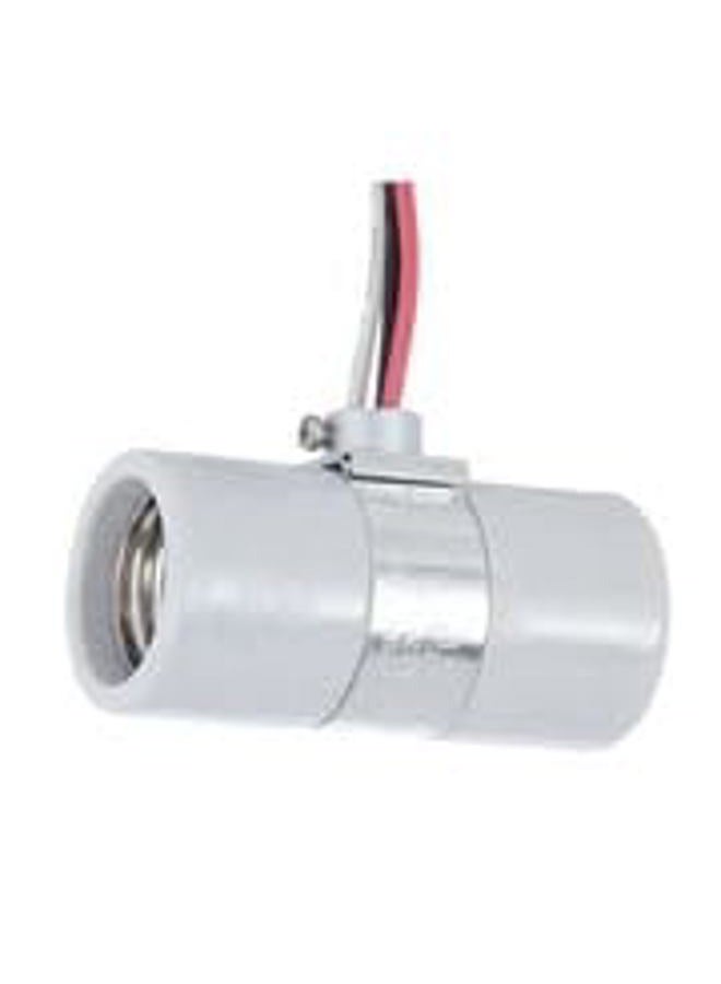 B&P Lamp ® Twin E26 Medium Base, Glazed Porcelain Socket with Single 1/8IP Bushing Strap and 24 Inch Leads - Image 2