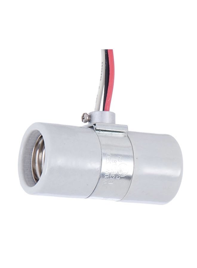 B&P Lamp ® Twin E26 Medium Base, Glazed Porcelain Socket with Single 1/8IP Bushing Strap and 24 Inch Leads - Image 1