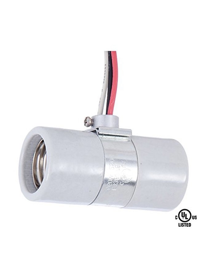 B&P Lamp ® Twin E26 Medium Base, Glazed Porcelain Socket with Single 1/8IP Bushing Strap and 24 Inch Leads - Image 3