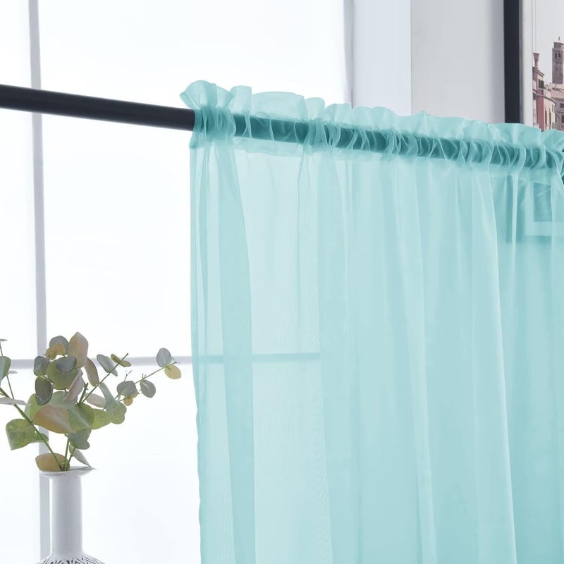 SpaceDresser Basic Rod Pocket Sheer Voile Window Curtain Panels Sky Blue 1 Pair 2 Panels 52 Width 84 Inch Long for Kitchen Bedroom Children Living Room Yardï¼ˆSky Blue, 52W x 84Lï¼‰ - Image 5