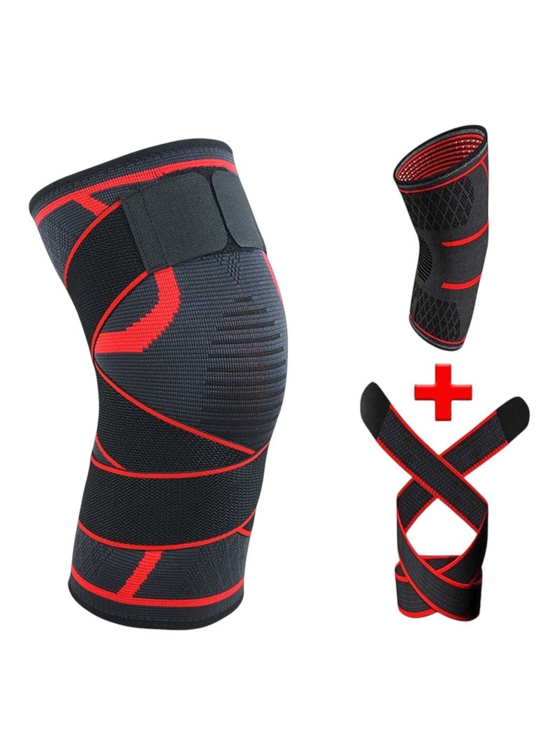 HASTE Compression Knitted Sports Knee Brace for Men & Women – Knee Support Sleeve for Running, Gym, Weightlifting & Joint Stability – Size XL – Red - Image 1