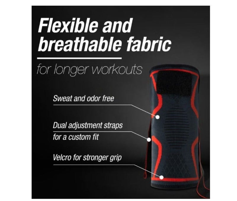 HASTE Compression Knitted Sports Knee Brace for Men & Women – Knee Support Sleeve for Running, Gym, Weightlifting & Joint Stability – Size XL – Red - Image 5