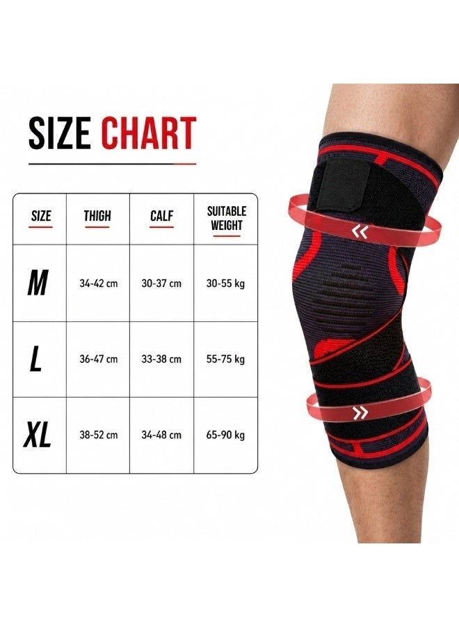 HASTE Compression Knitted Sports Knee Brace for Men & Women – Knee Support Sleeve for Running, Gym, Weightlifting & Joint Stability – Size XL – Red - Image 2