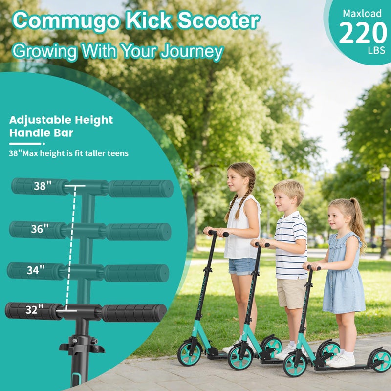 Commugo Kick Scooter for Kids 5-12, Teens, Adults, CPSC Certified Foldable Lightweight Sport Scooter with 8 Inch Wheels, Max Load 240 LBS, Gift for Childs - Image 2