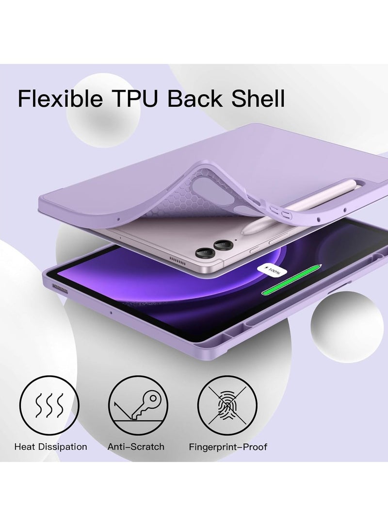 Raxoom Case for Samsung Galaxy Tab S9 FE+ / S9 FE Plus 12.4-Inch â€“ Soft TPU Tri-Fold Stand Protective Cover with S Pen Holder, S Pen Charging Support, Auto Wake/Sleep (Light Purple) - Image 4
