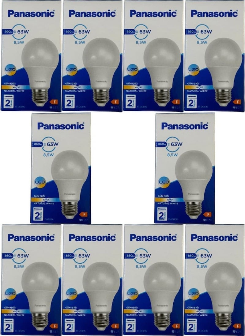 Panasonic 8.5W 60W 4000K LED Bulb E-27 Socket Warm White Light 10 Pcs  - Image 4
