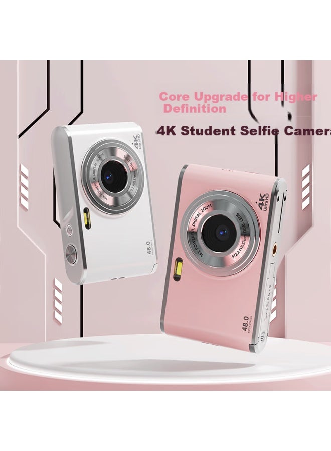 Caizu Dual Camera 9600w High Definition Pixel Digital Camera Selfie Vlog Mini Card Camera Student Campus Entry Portable Carry-on Can Replace Mobile Phone Ccd Camera Pink - Image 3