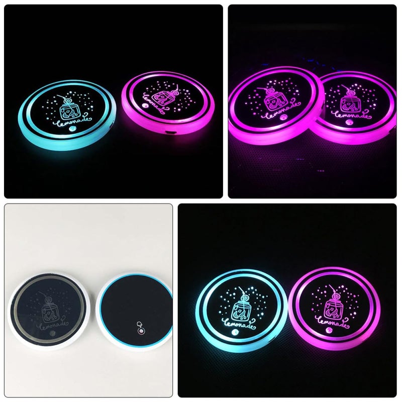 Smart LED Car Cup Coaster 2pcs with 7 Color Luminous Drink Holder Lights Vehicle Interior Accessories - Image 4
