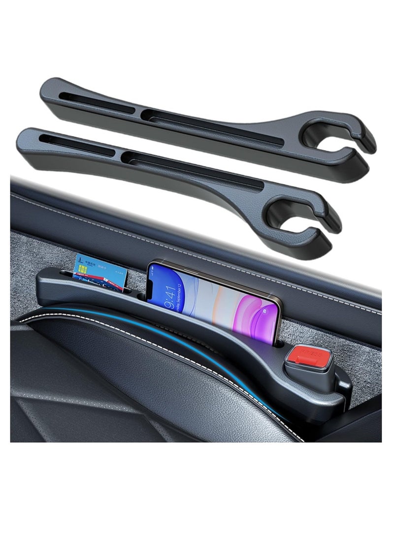 SYOSI Car Seat Gap Filler 2 Pack with Seat Belt Holes Auto Crevice Blockers 2PCS Fill Gap in Between Seat and Console Universal for Most Cars Trucks SUVs to Stop Things from Dropping Black - Image 1