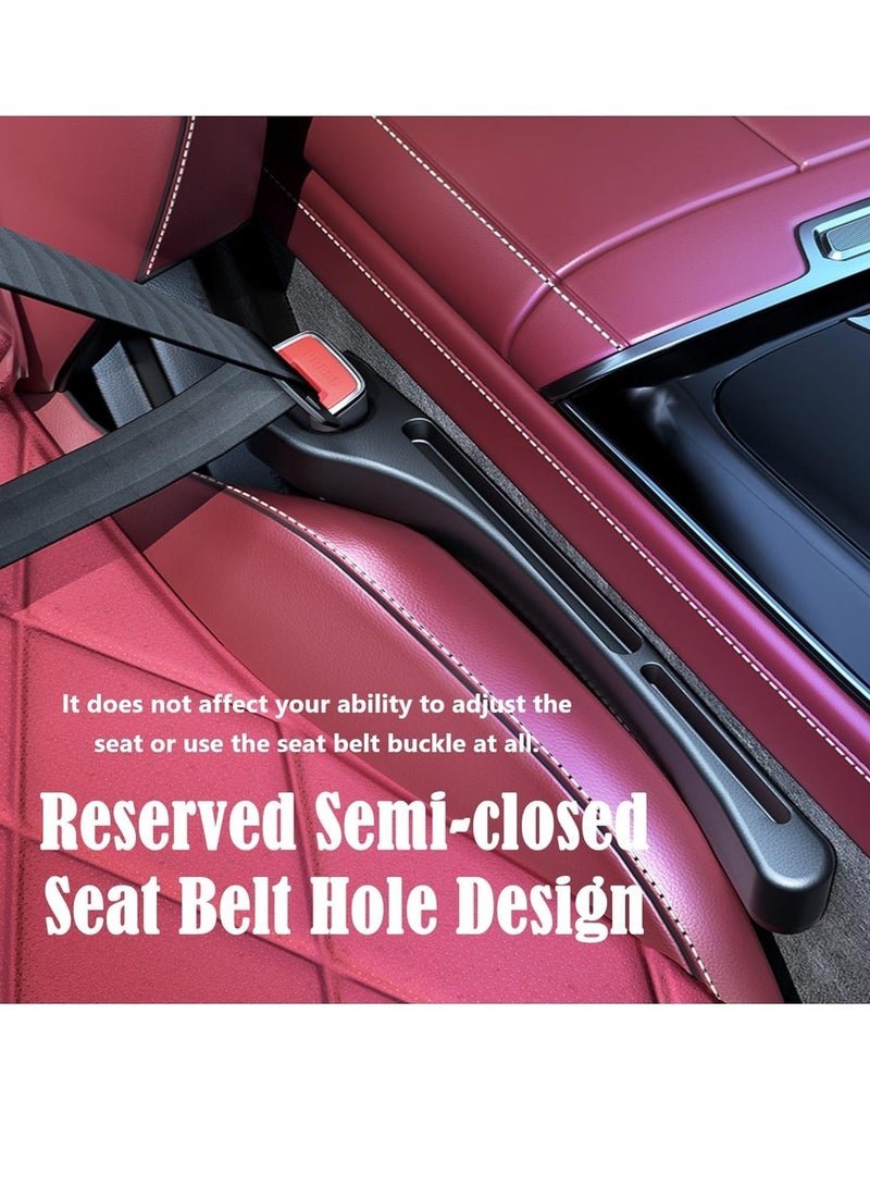 SYOSI Car Seat Gap Filler 2 Pack with Seat Belt Holes Auto Crevice Blockers 2PCS Fill Gap in Between Seat and Console Universal for Most Cars Trucks SUVs to Stop Things from Dropping Black - Image 4