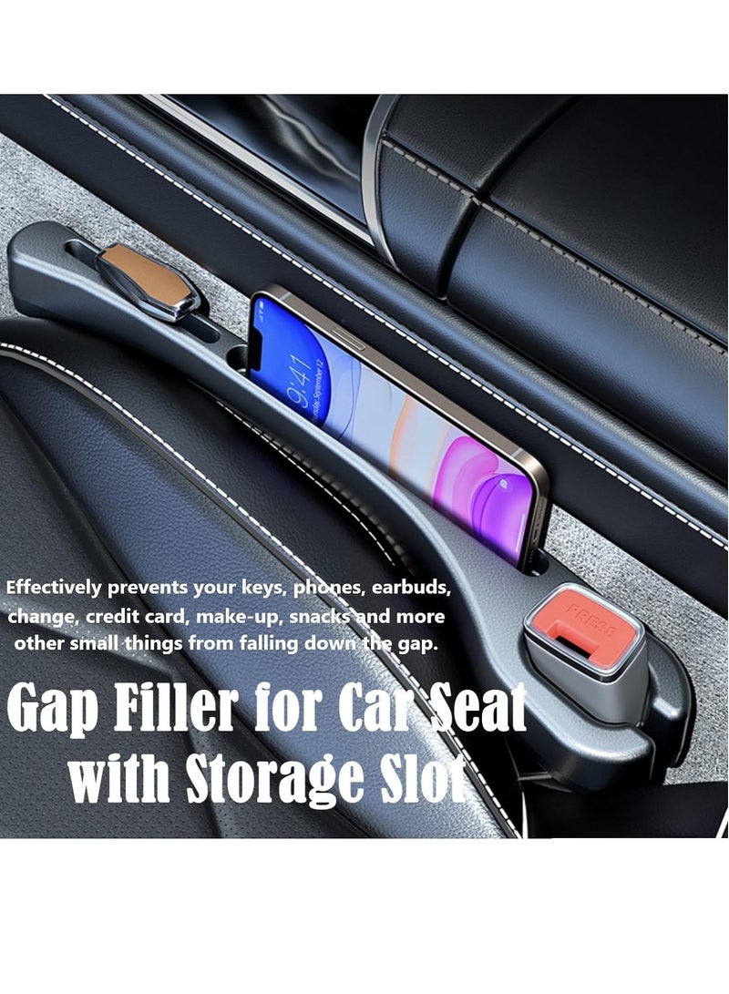 SYOSI Car Seat Gap Filler 2 Pack with Seat Belt Holes Auto Crevice Blockers 2PCS Fill Gap in Between Seat and Console Universal for Most Cars Trucks SUVs to Stop Things from Dropping Black - Image 2