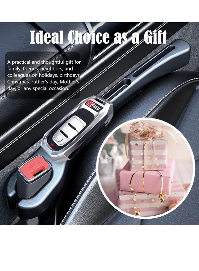 SYOSI Car Seat Gap Filler 2 Pack with Seat Belt Holes Auto Crevice Blockers 2PCS Fill Gap in Between Seat and Console Universal for Most Cars Trucks SUVs to Stop Things from Dropping Black - Image 5