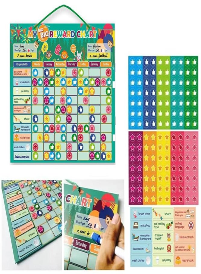 BELLSBERRY Magnetic Kids Reward Chart with 155 Stickers – Behavior & Chore Tracking System for Building Good Habits and Responsibility - Image 1