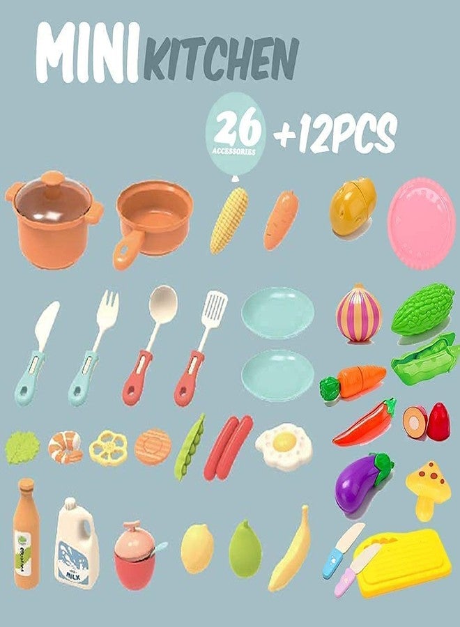 EYESIGN Kitchen Set for Kids Girl with 26 Pcs Accessories Realistic Light & Sound Steam Simulation Kitchen Cooking Playset Kitchen Toy Set for Kids Girls - Image 2