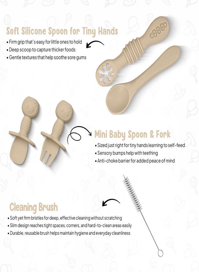 أودو مجموعة أودو لتغذية الأطفال مكونة من 11 قطعة من السيليكون الصلب الخالي من مادة BPA | أطباق شفط سميكة وناعمة، وعاء طعام للأطفال، شوكة وملعقة خشبيتان، والمزيد | اجعلي وقت الطعام ممتعًا وسهلاً لطفلك | بيج الإصدار الأول - Image 4