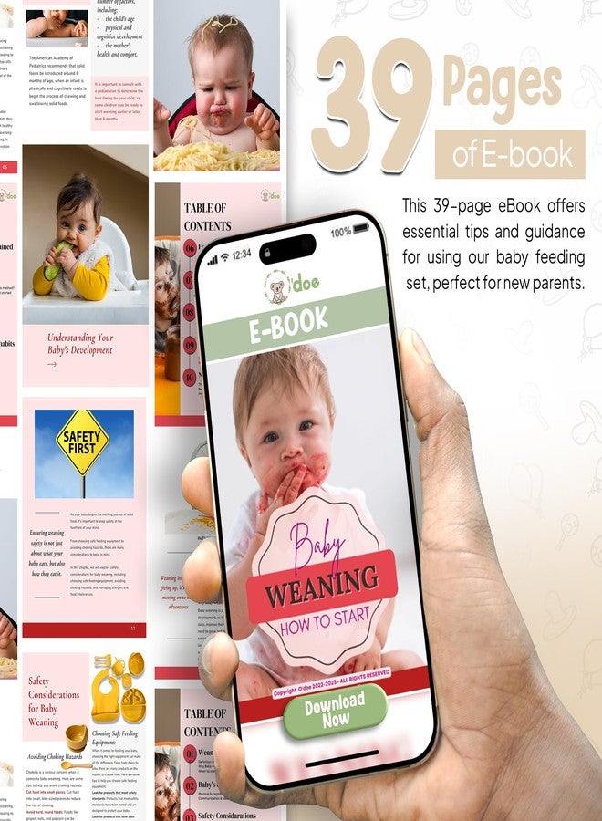 أودو مجموعة أودو لتغذية الأطفال مكونة من 11 قطعة من السيليكون الصلب الخالي من مادة BPA | أطباق شفط سميكة وناعمة، وعاء طعام للأطفال، شوكة وملعقة خشبيتان، والمزيد | اجعلي وقت الطعام ممتعًا وسهلاً لطفلك | بيج الإصدار الأول - Image 5