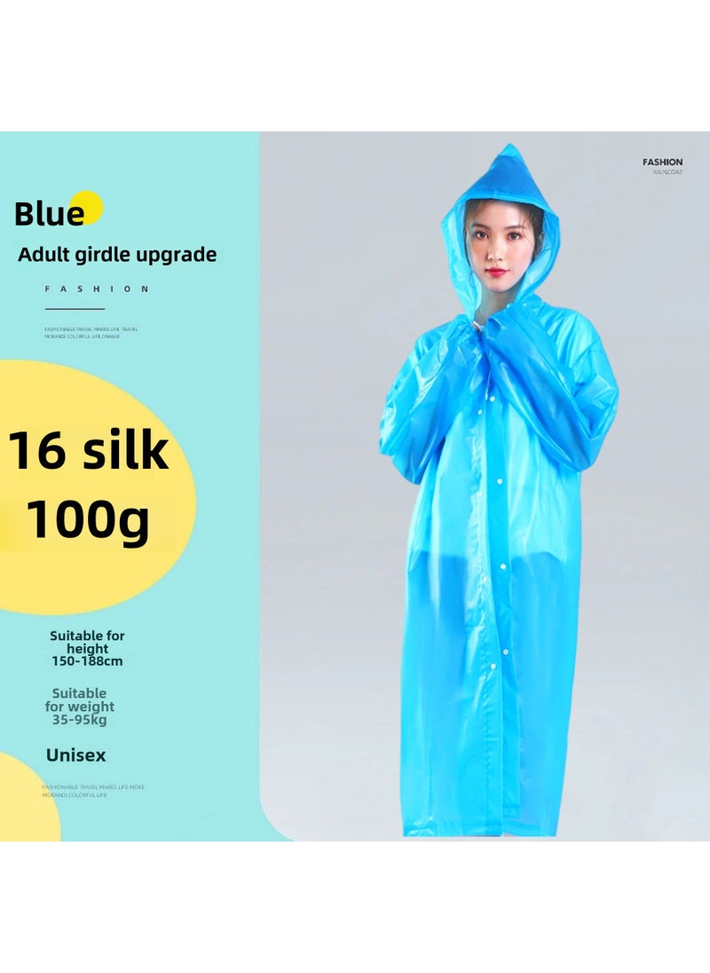 Generic - Wholesale Thickened Non-Disposable Raincoat Fashion Eva Adult Children Outdoor Travel Portable One-Piece Poncho 16 Silk 100g blue adult beam mouth 16 Silk 100g blue adult beam mouth - Image 1