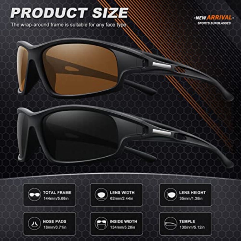 Polarized Sports Sunglasses for Men 100% UV Protection Wrap Around Unbreakable Sun Glasses for Fishing Driving - Image 4