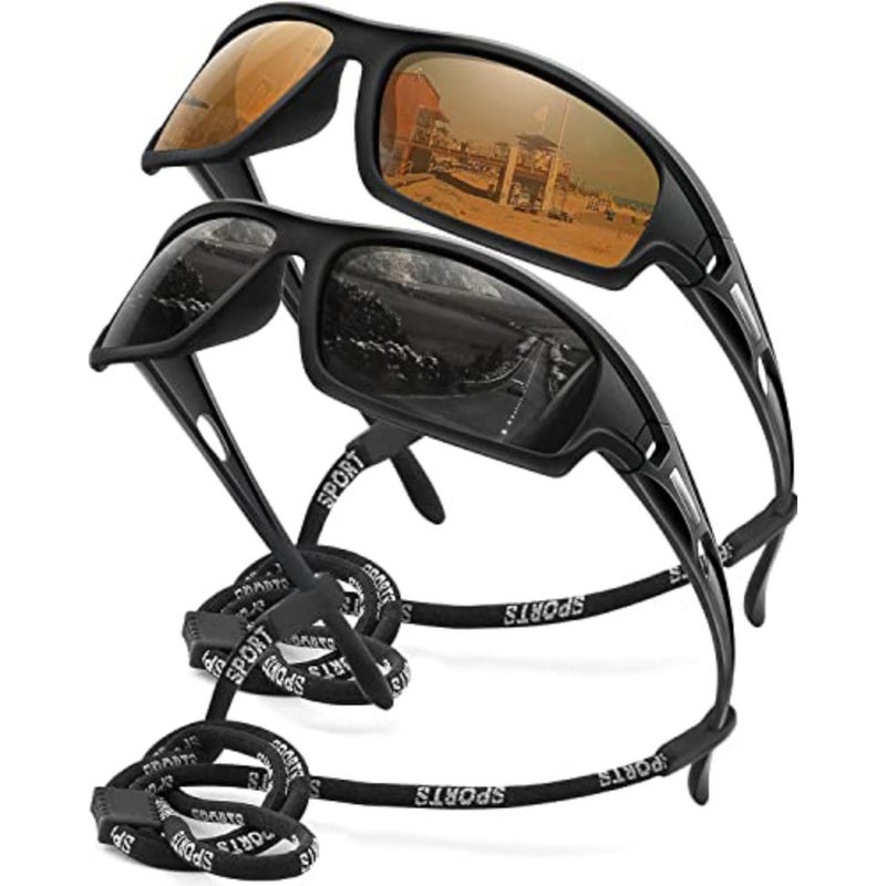 Polarized Sports Sunglasses for Men 100% UV Protection Wrap Around Unbreakable Sun Glasses for Fishing Driving - Image 1