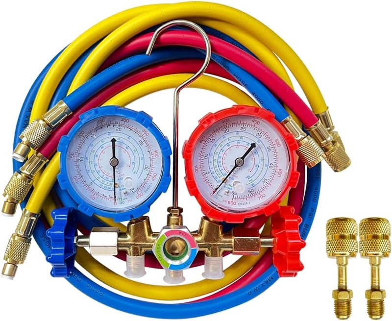 Bocarmo 5FT AC Diagnostic Manifold Freon Gauge Set for R410A R404A R22 R134a R12 R502 - Image 1