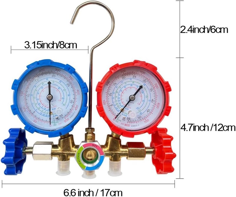 Bocarmo 5FT AC Diagnostic Manifold Freon Gauge Set for R410A R404A R22 R134a R12 R502 - Image 2
