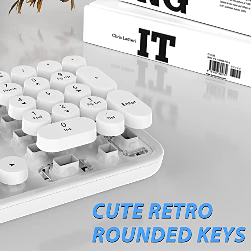 Kootop Wireless Keyboard Mouse Combo, 104 Keys Cute White Keyboard with Number Pad & Mouse for Windows, Computer, PC, Notebook, Laptop (White) - Image 2