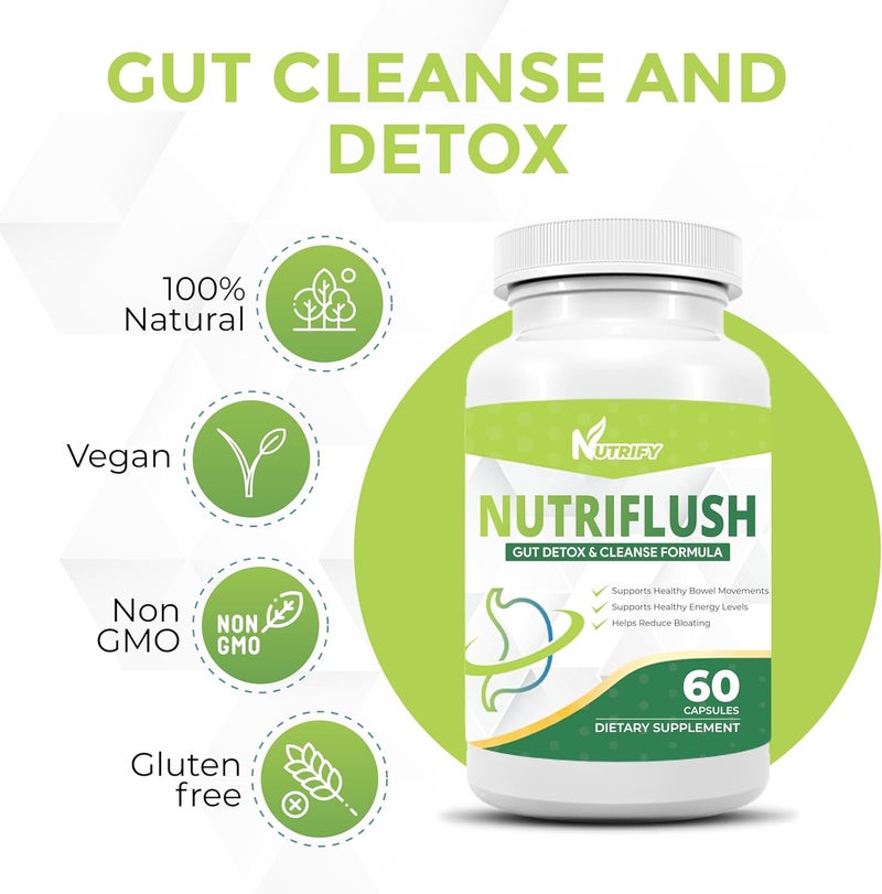 NutriFlush  Powerful Colon Support  Gut Cleanse Formula High Absorption GMO Free Made in USA - Image 3