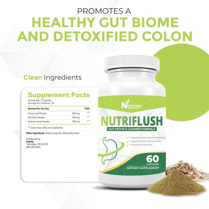 NutriFlush  Powerful Colon Support  Gut Cleanse Formula High Absorption GMO Free Made in USA - Image 4