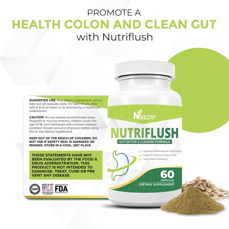 NutriFlush  Powerful Colon Support  Gut Cleanse Formula High Absorption GMO Free Made in USA - Image 5