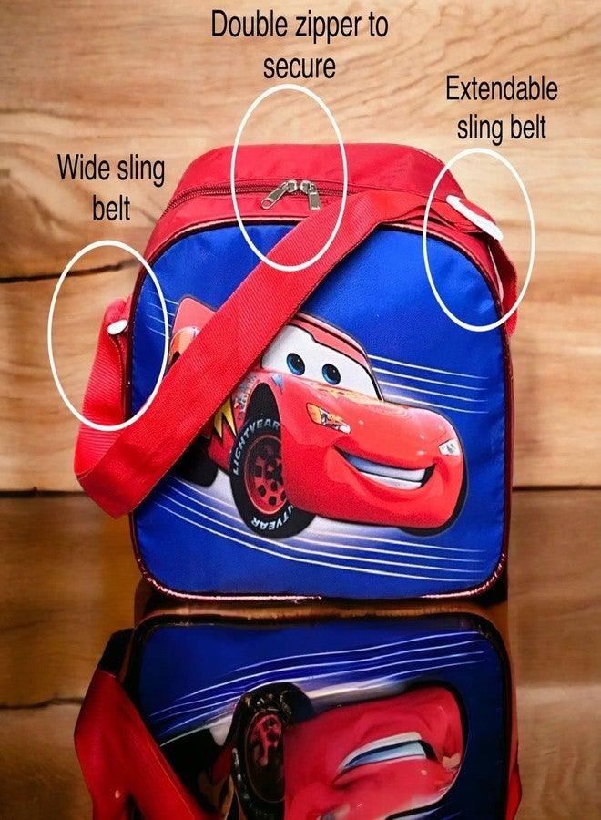 Le Delite Waterproof Side Sling Bag For Kids Age 1-10 Years, Diaper Bag, Cars Cartoon Tuition Handbag, Swimming Bag - Multipurpose Lunch Box Tiffin Handbag (Car) - Image 3