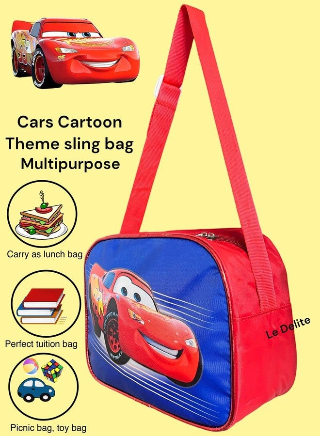 Le Delite Waterproof Side Sling Bag For Kids Age 1-10 Years, Diaper Bag, Cars Cartoon Tuition Handbag, Swimming Bag - Multipurpose Lunch Box Tiffin Handbag (Car) - Image 4