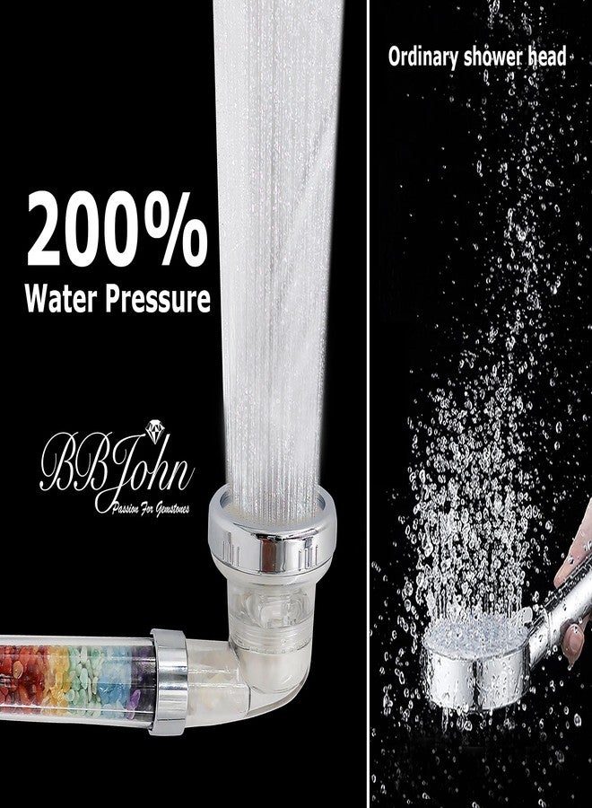 BBJohn Chakra Crystal Shower Head. Natural Gemstones. Healing Crystals. Water Purification. Mineral. Ph Balance. Healing Energy. 7 Stones. Water Filtering. Bathroom (Shower Head+Hose+Bracket) - Image 4