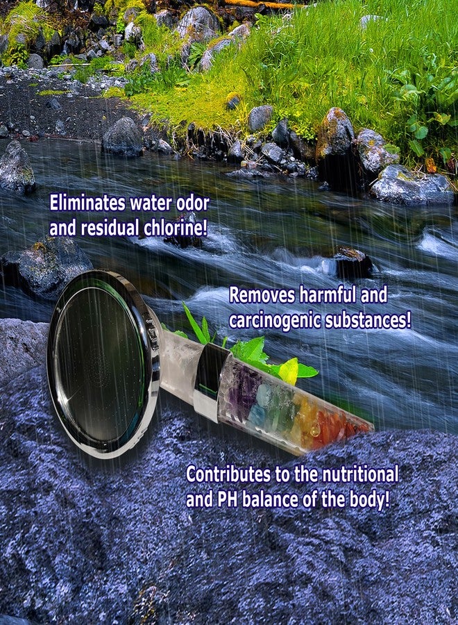 BBJohn Chakra Crystal Shower Head. Natural Gemstones. Healing Crystals. Water Purification. Mineral. Ph Balance. Healing Energy. 7 Stones. Water Filtering. Bathroom (Shower Head+Hose+Bracket) - Image 5