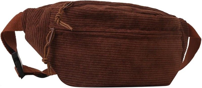 2023 Corduroy Waist Bag Large Capacity Brown Crossbody Chest Pack For Girls - Image 1