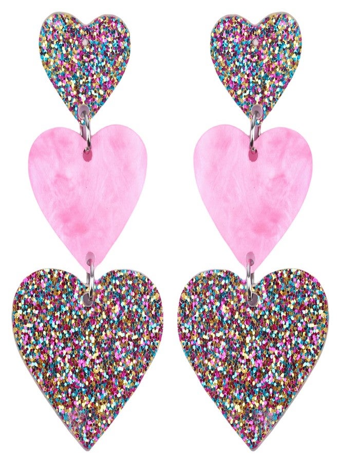 Cifudec Heart Earrings Dangle Valentine's Day Earrings Heart Earrings Cute Love Dangling Heart Earrings for Women, Normal, Acrylic, No Gemstone - Image 1