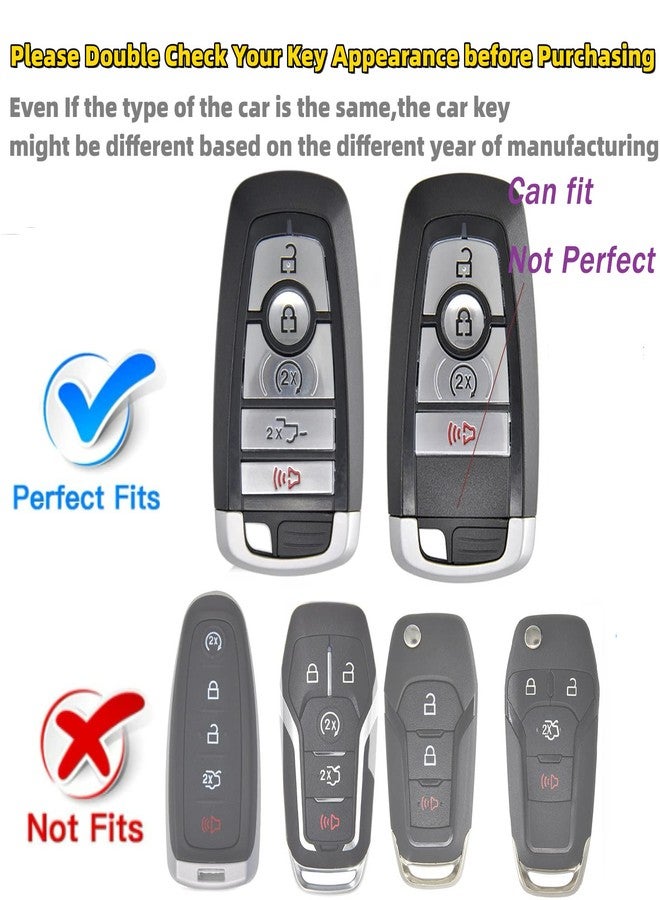 غطاء مفتاح السيارة RFSRZ مع سوار معصم فاخر مناسب لسيارات فورد F-150 F-250 F-350 F-450 F-550 رابتور إكسبلورر إسكيب فيوجن برونكو سبورت إيدج لينكولن كورسير نوتيلوس (أسود) - Image 2
