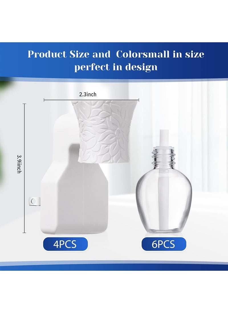 Sratte Sratte 4 Pieces Plug in Essential Oil Diffuser 6 Pieces Empty Bottles for Spreading Scent Aromatherapy Essential Oils Home Bedroom Room Air Freshener Wall Diffuser  - Image 2