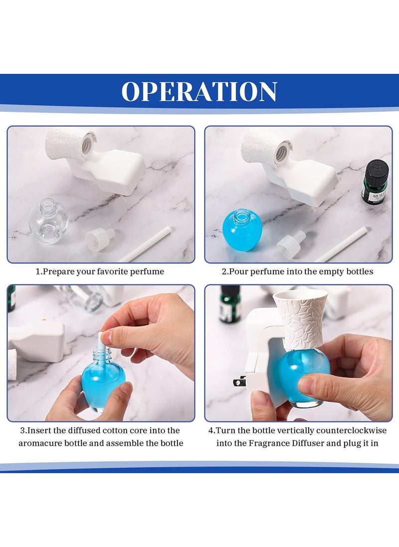 Sratte Sratte 4 Pieces Plug in Essential Oil Diffuser 6 Pieces Empty Bottles for Spreading Scent Aromatherapy Essential Oils Home Bedroom Room Air Freshener Wall Diffuser  - Image 3