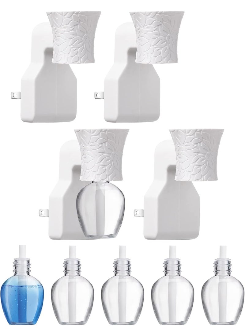 Sratte Sratte 4 Pieces Plug in Essential Oil Diffuser 6 Pieces Empty Bottles for Spreading Scent Aromatherapy Essential Oils Home Bedroom Room Air Freshener Wall Diffuser  - Image 1