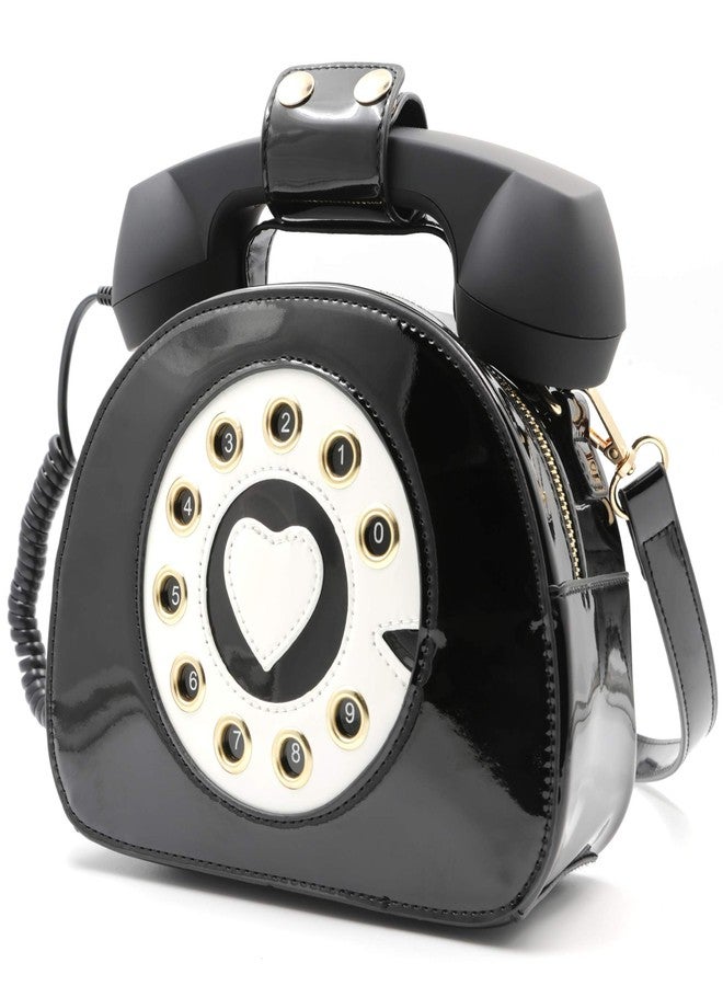 QiMing Retro dial telephone Crossbody Shoulder Bag,Pu Movable microphone Purse for Women(Pink B) - Image 2