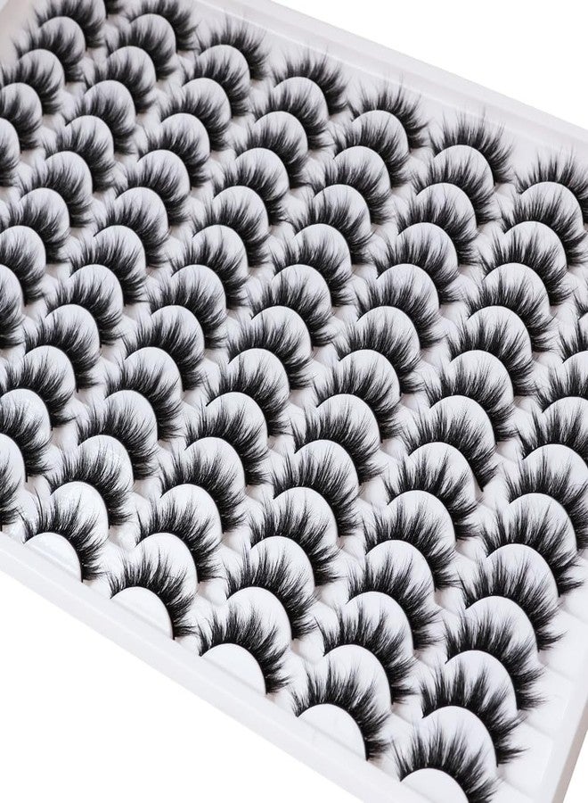 Azenlo False Eyelashes 48 Pairs Faux Mink Lashes 14mm Wispy Lashes 3D Fluffy Cat Eye Lashes Pack Bulk Wholesale Strip Lashes(style 48-035) - Image 1