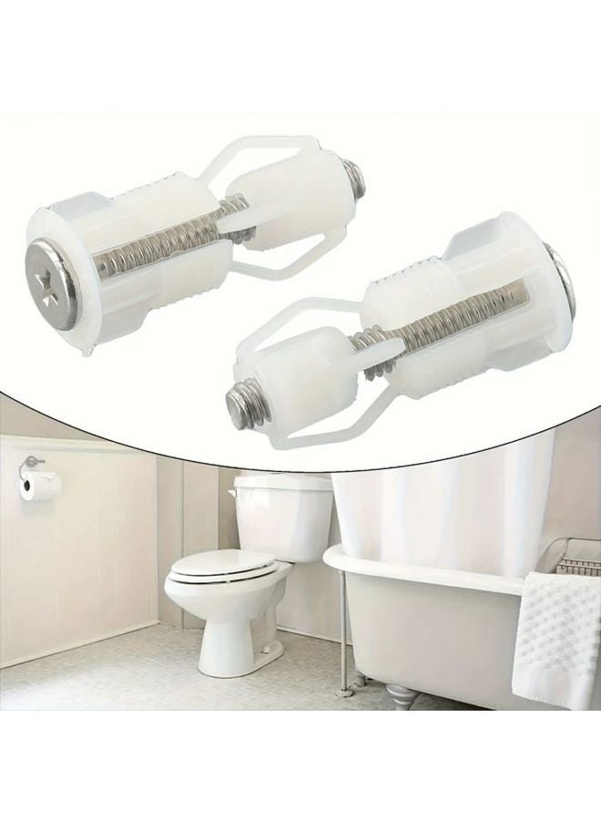 2pcs Toilet Seat Fixing Kit Hinges Replacement Bathroom Repair Screws Nut Cover - Image 2