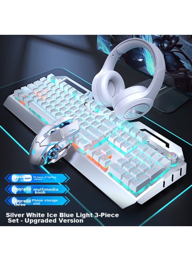 Eweadn Tk900 Mechanical Keyboard And Mouse Set, Gaming Wired Keyboard And Mouse Combo For Desktop And Laptop, Office Use, Three-piece Set With Keyboard, Mouse, And Headset, Multifunctional K, Blue Switch, For Pubg And Other Games - Image 1