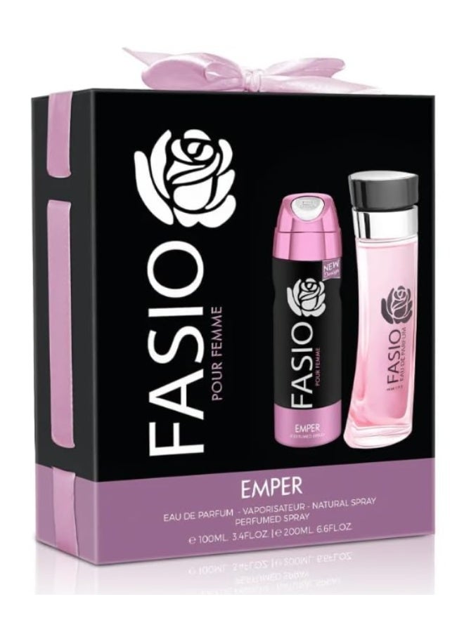 EMPER - FASIO Pour Femme 100ml  EDP + Body Spray 200ml - Image 3