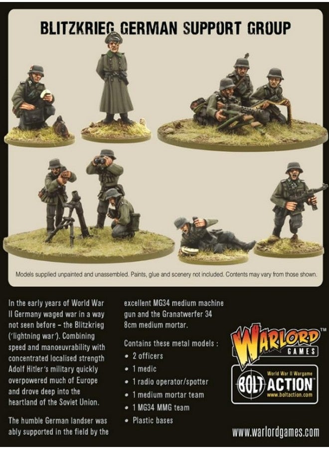 Warlord Games Blitzkrieg German Support Group - 28mm Scale Metal Miniatures for Bolt Action Highly Detailed World War 2 Miniatures for Table-top Wargaming - Image 5