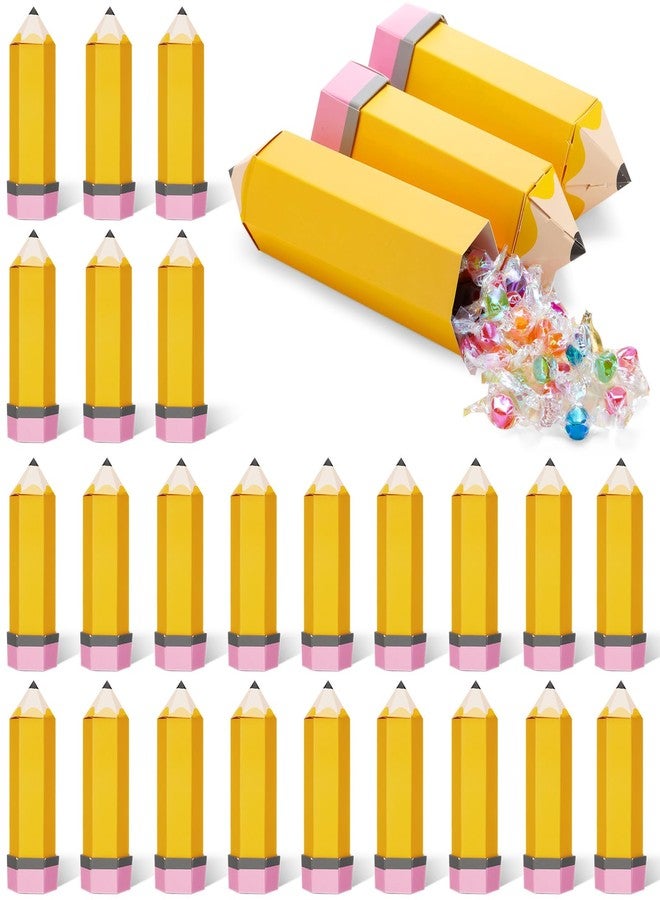 Feifeiya 24 Pcs Pencil Treat Boxes Paper Pencil Candy Favor Gift Boxes for Thanks Teacher Appreciation Gifts Back to School Classroom Party Favor Supplies (Yellow) - Image 1