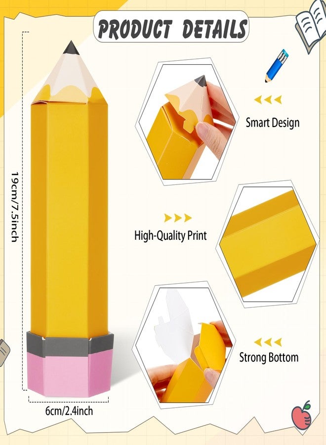 Feifeiya 24 Pcs Pencil Treat Boxes Paper Pencil Candy Favor Gift Boxes for Thanks Teacher Appreciation Gifts Back to School Classroom Party Favor Supplies (Yellow) - Image 2
