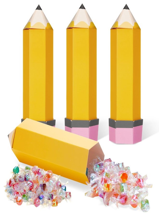 Feifeiya 24 Pcs Pencil Treat Boxes Paper Pencil Candy Favor Gift Boxes for Thanks Teacher Appreciation Gifts Back to School Classroom Party Favor Supplies (Yellow) - Image 3