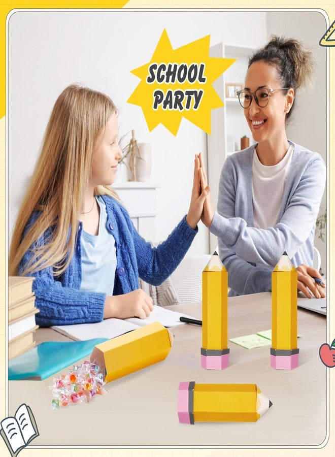 Feifeiya 24 Pcs Pencil Treat Boxes Paper Pencil Candy Favor Gift Boxes for Thanks Teacher Appreciation Gifts Back to School Classroom Party Favor Supplies (Yellow) - Image 5