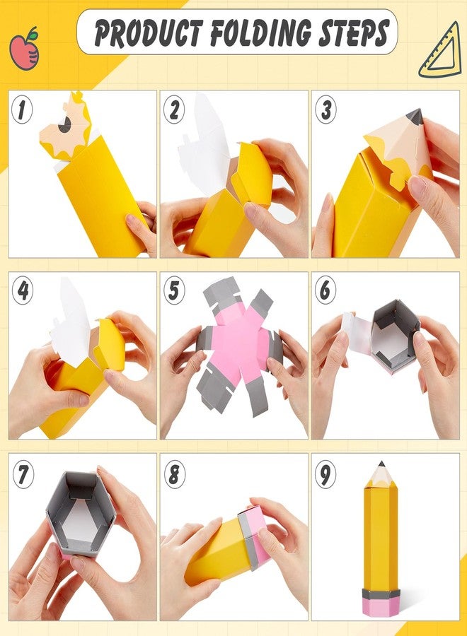 Feifeiya 24 Pcs Pencil Treat Boxes Paper Pencil Candy Favor Gift Boxes for Thanks Teacher Appreciation Gifts Back to School Classroom Party Favor Supplies (Yellow) - Image 4